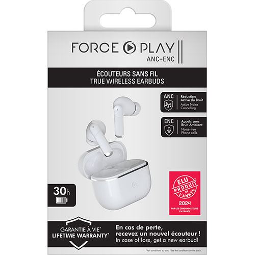 Auriculares Noise Cancelling True Wireless Bluetooth Force Play II -Branco on Sale