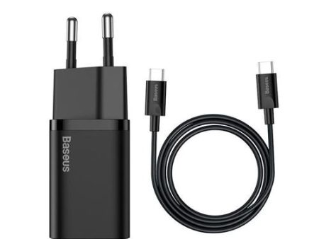 Carregador Rápido USB-C Baseus Super SI 25W + Cabo USB-C 1m - Preto Fashion