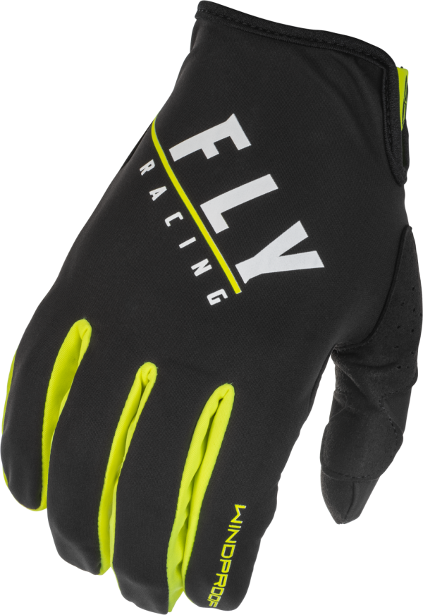 YOUTH WINDPROOF GLOVES BLACK HI-VIS SZ 06 For Sale