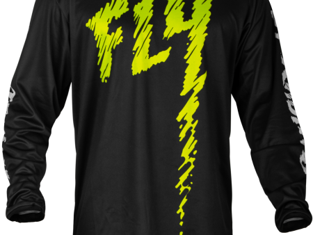 YOUTH F-16 JERSEY BLACK NEON GREEN LIGHT GREY YX For Discount